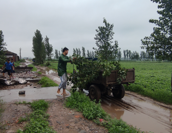 图为郭书浩协助清理灾后道路